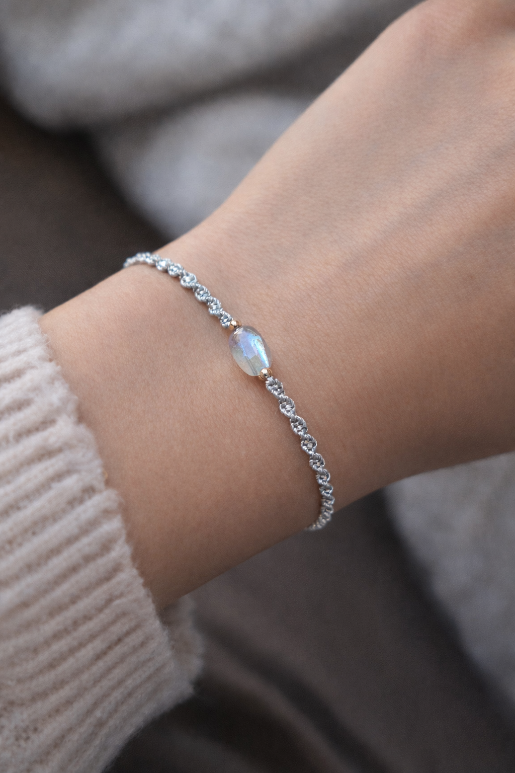 Geknüpftes Armband Labradorit Roségold