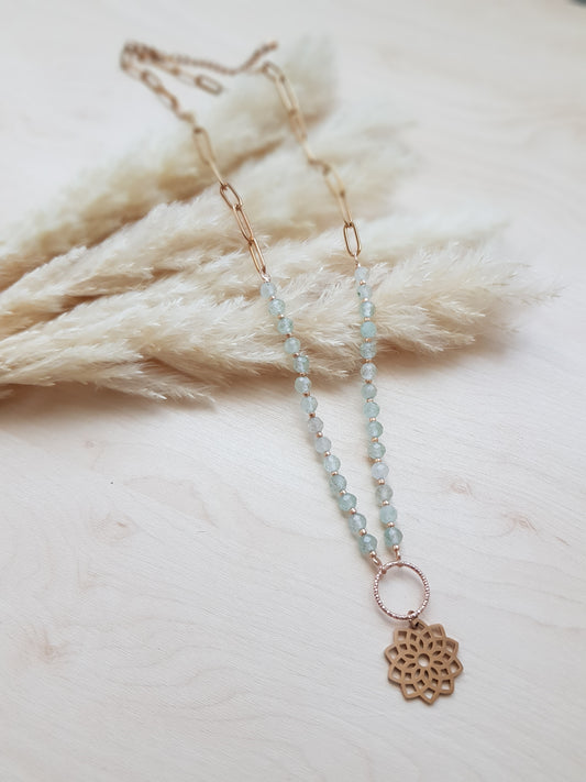 Halskette Aventurin Mandala Roségold
