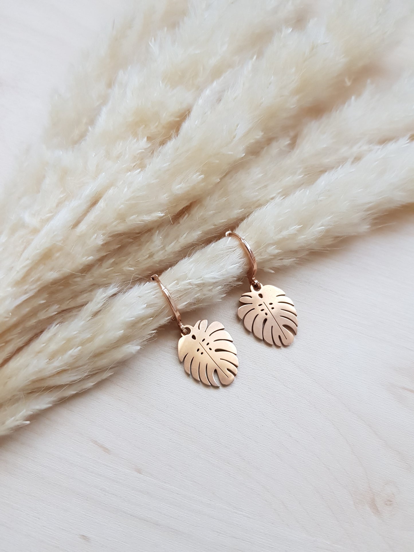 Ohrringe Monstera Roségold