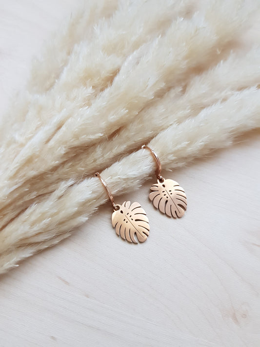 Ohrringe Monstera Roségold