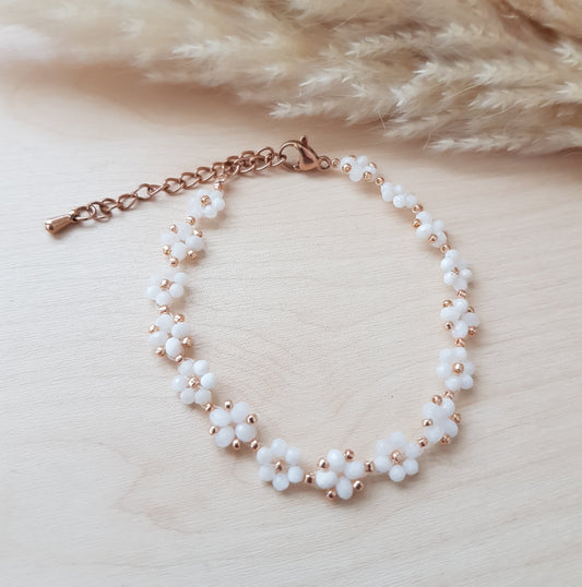 Blümchen Armband Mondstein Roségold